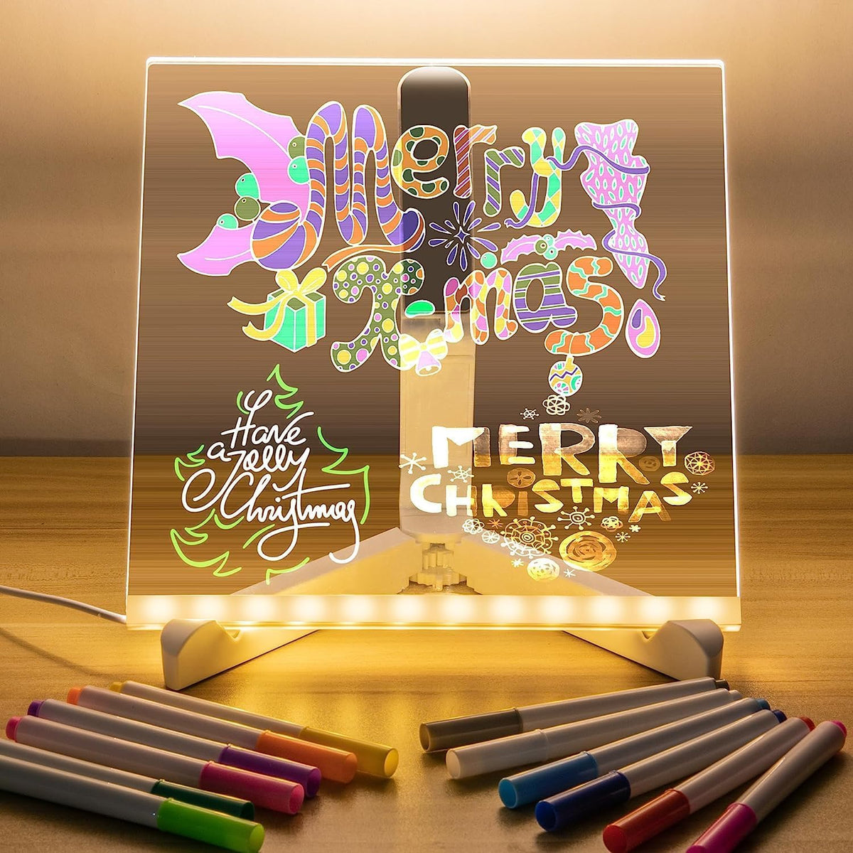 3D LED light glass acrylic writing pad