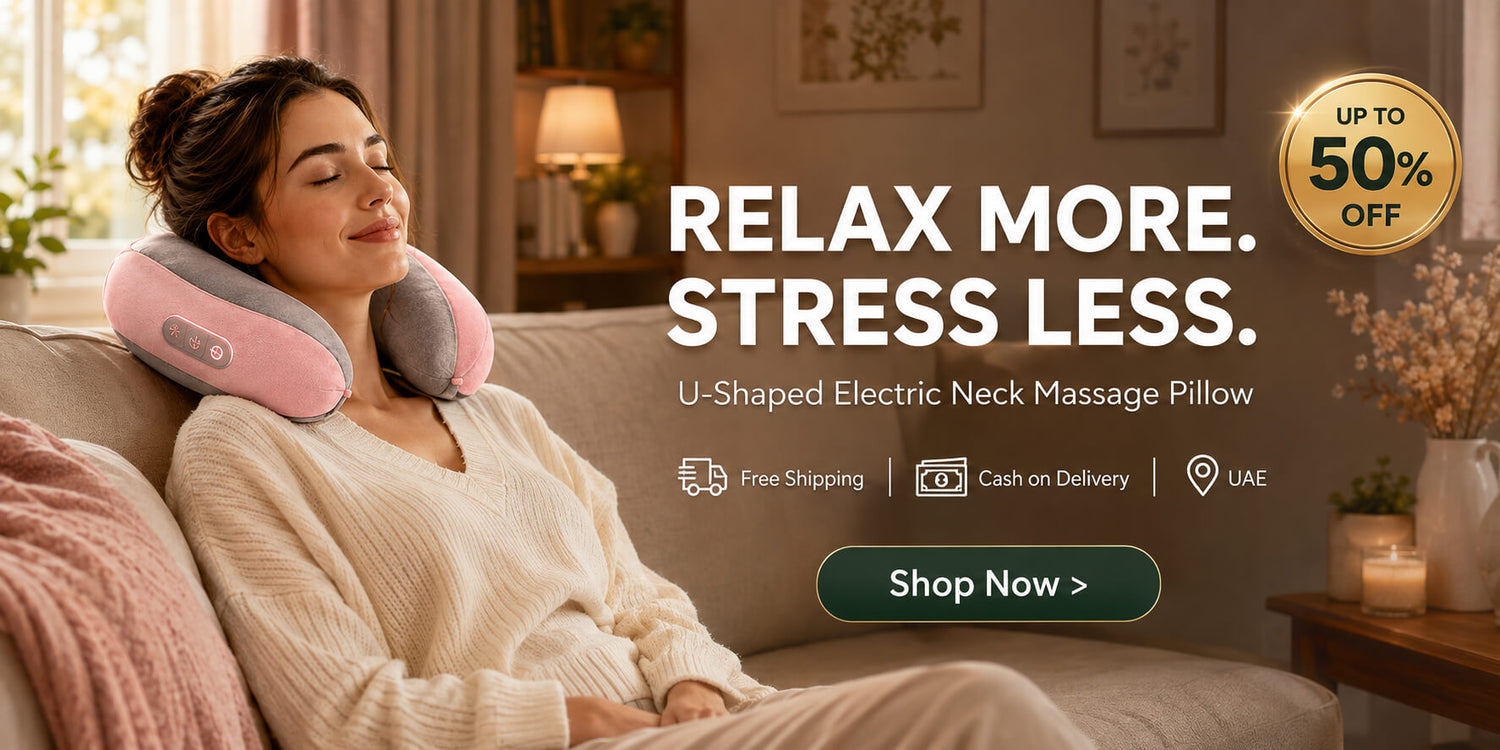 "U-Shaped Electric Neck Massage Pillow - Relax More Stress Less - Up to 50% OFF - Free Shipping UAE - Vanya Store.