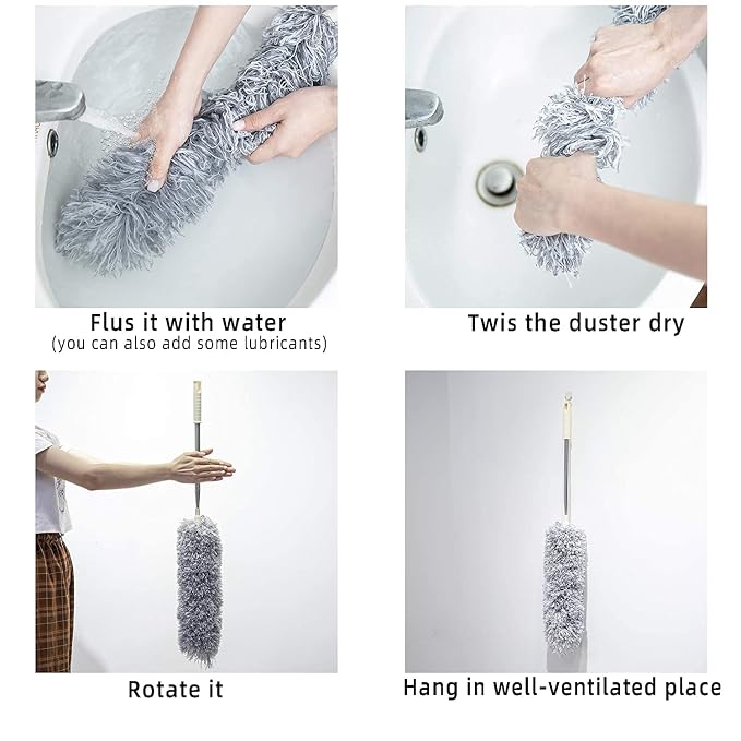 Telescopic duster cleaning ceiling fan blades