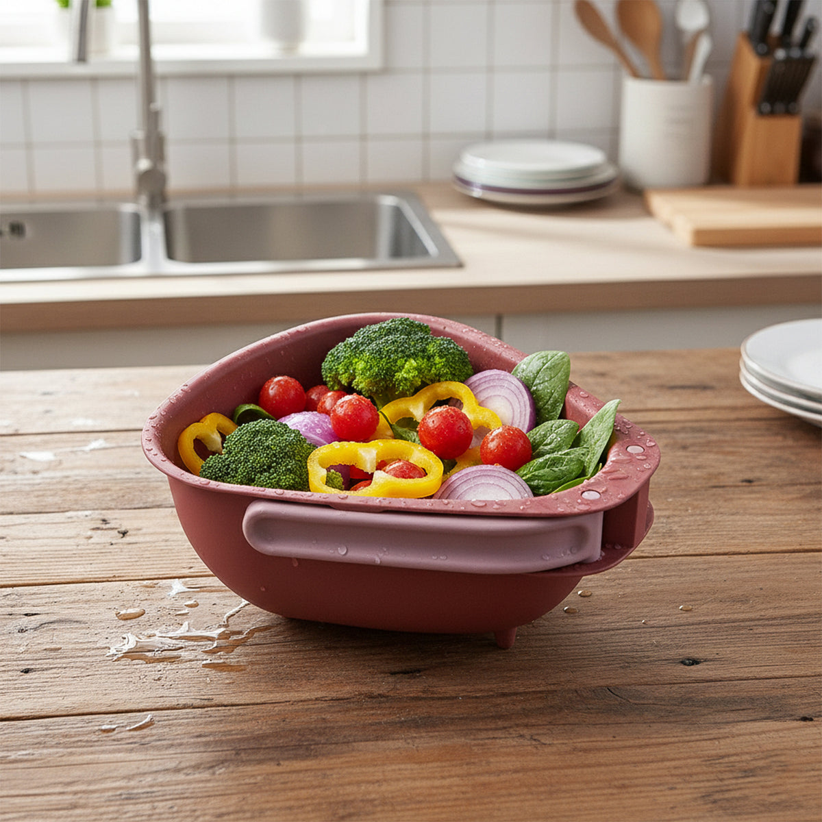 Collapsible Kitchen Colander for Vegetable and Fruit Washing