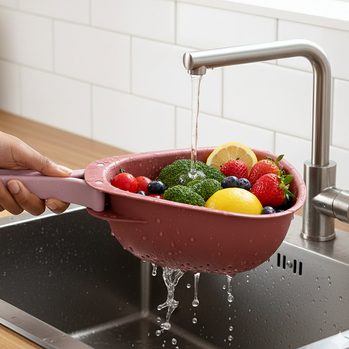 Compact Foldable Kitchen Colander Flat Folded for Cabinet Storage