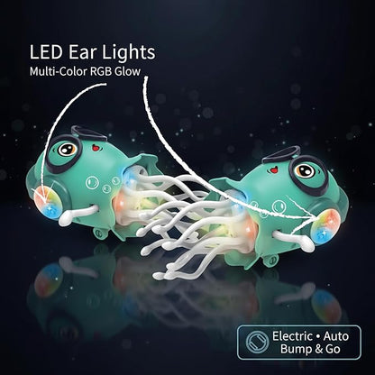 Retail box packaging for the kids interactive dancing jellyfish toy showing included features