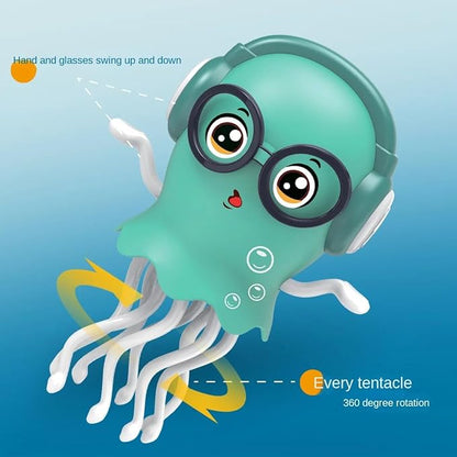 Close-up of the dancing jellyfish toy highlighting smooth rounded edges and obstacle avoidance sensors