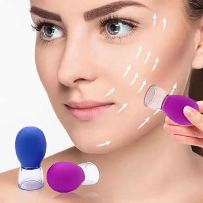 Using silicone cupping cup for facial massage