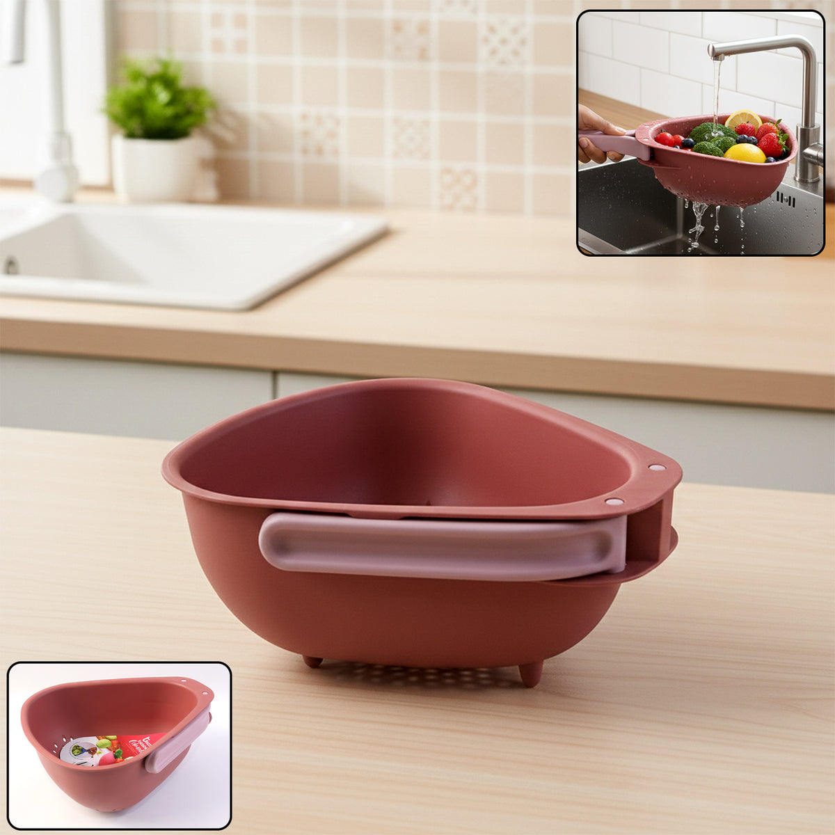Foldable Kitchen Colander with Drain Base Main Product Shot