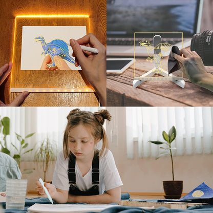 Kids using LED writing pad for creative play