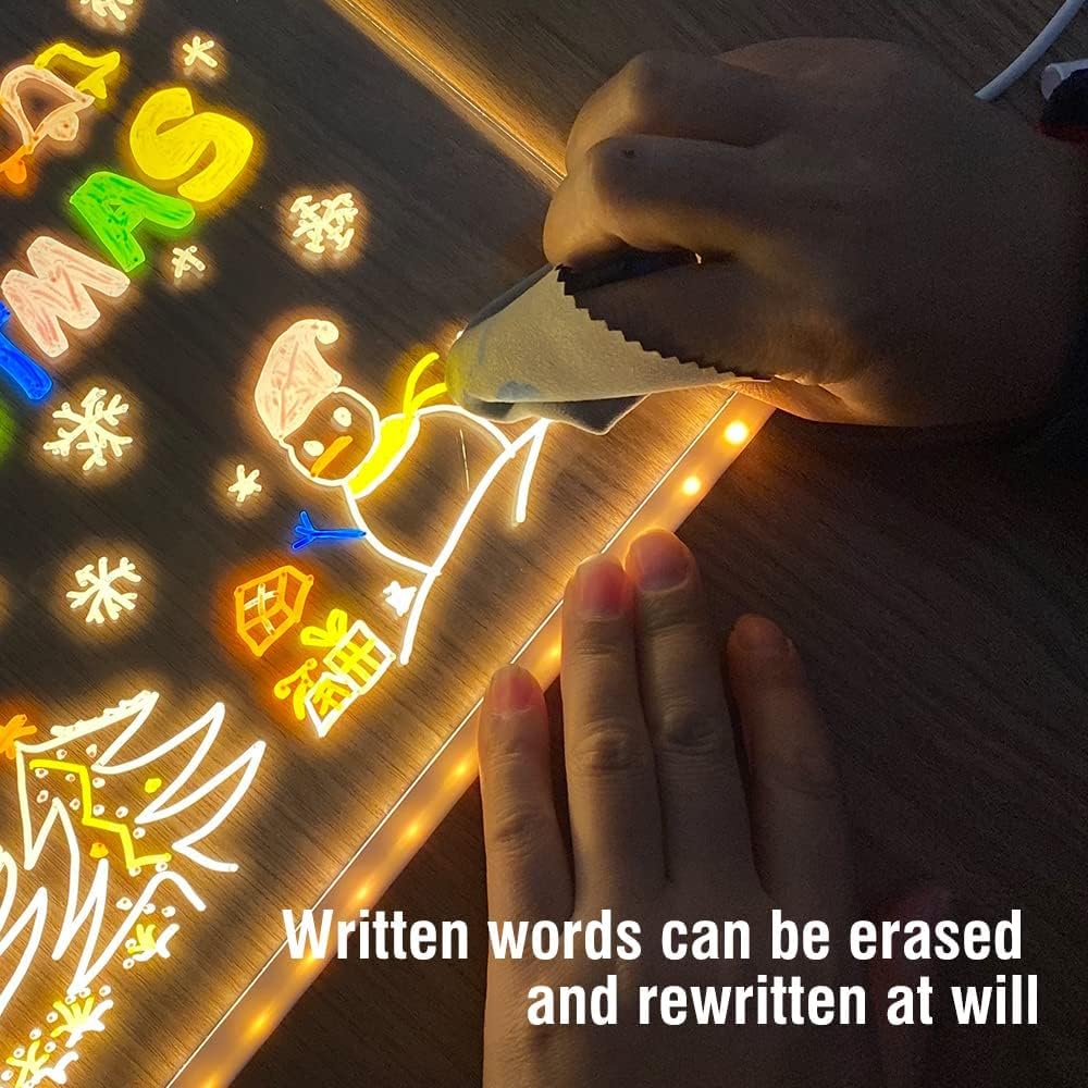 LED writing pad glowing effect in the dark