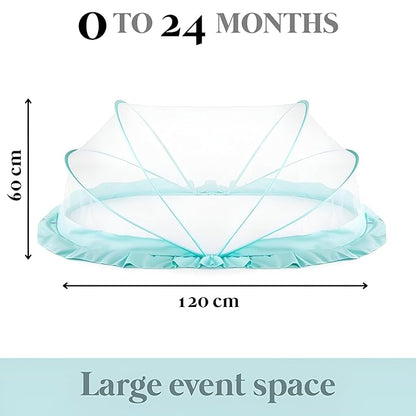 Mosquito net installed on baby crib