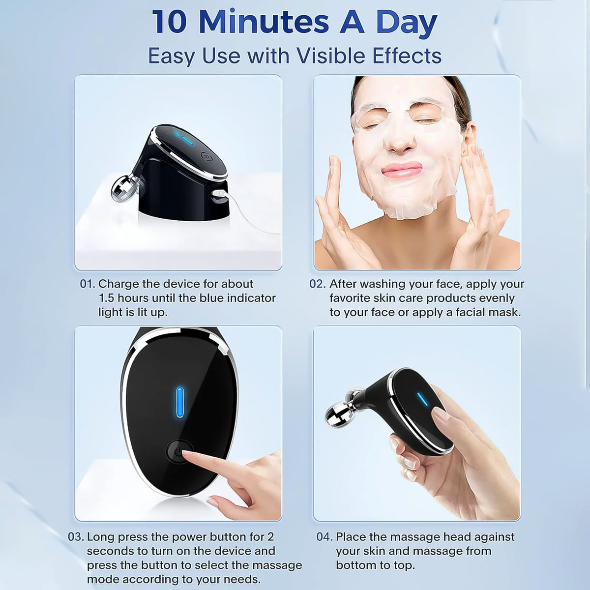 Portable Microcurrent Face Massager Roller for Jawline Sculpting at Home
