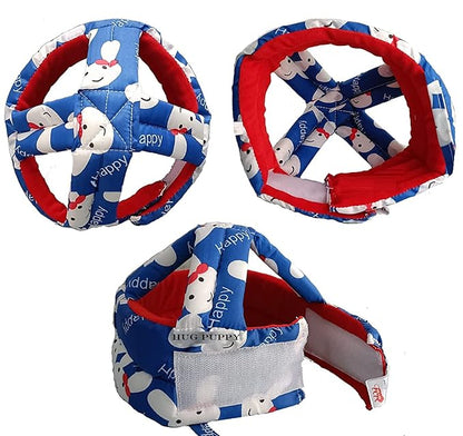 Shock-absorbing cotton baby safety helmet protecting infant head from falls